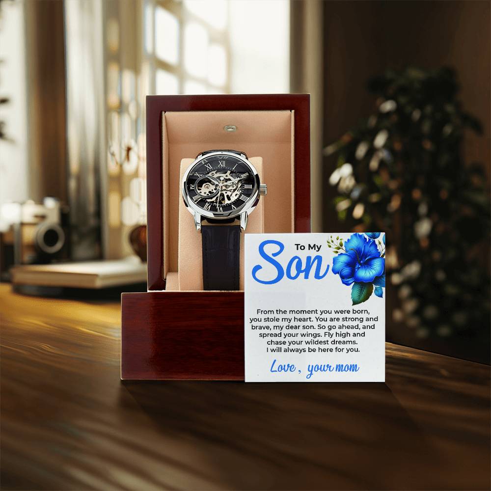 To My Dear Son | Openwork Watch Gift from Mom | Meaningful Watch Gift