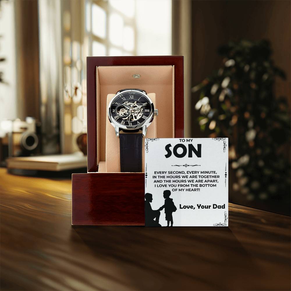 Dear Son | Openwork Watch Gift from Dad | Elegant Watch for Son