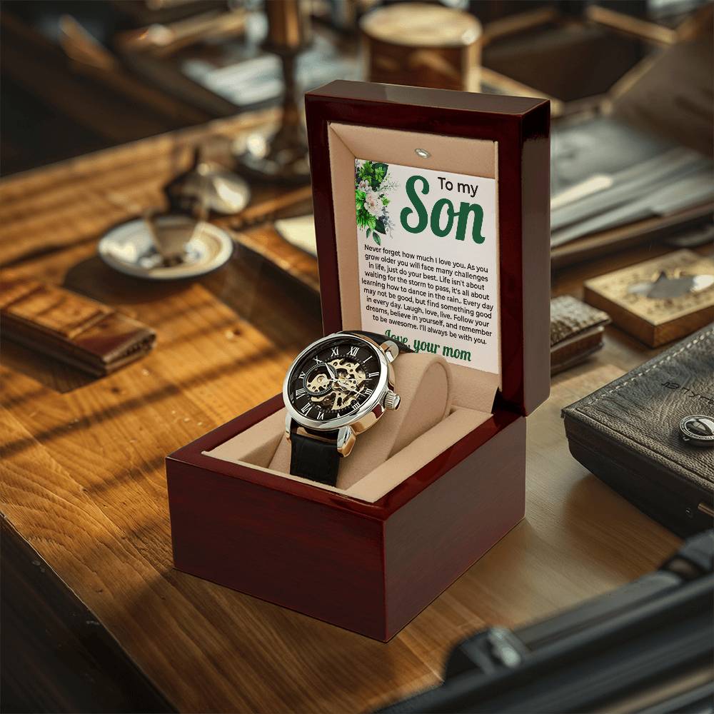 To My Lovely Boy | Openwork Watch Gift from Mom | Special Son Watch