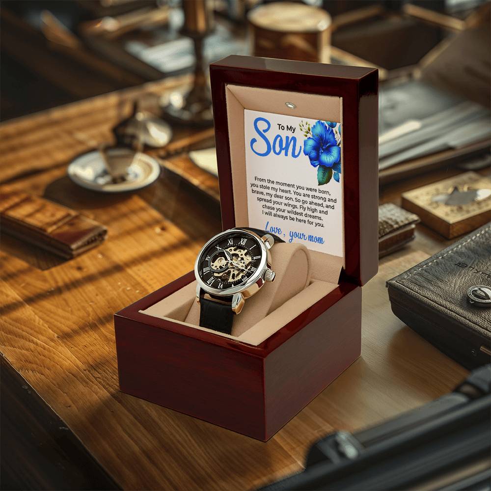 To My Dear Son | Openwork Watch Gift from Mom | Meaningful Watch Gift
