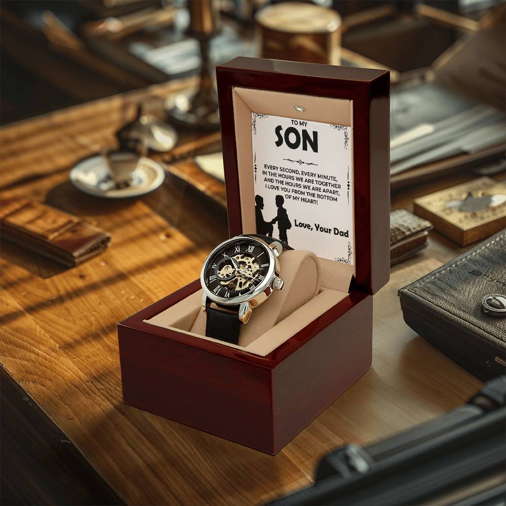 Dear Son | Openwork Watch Gift from Dad | Elegant Watch for Son