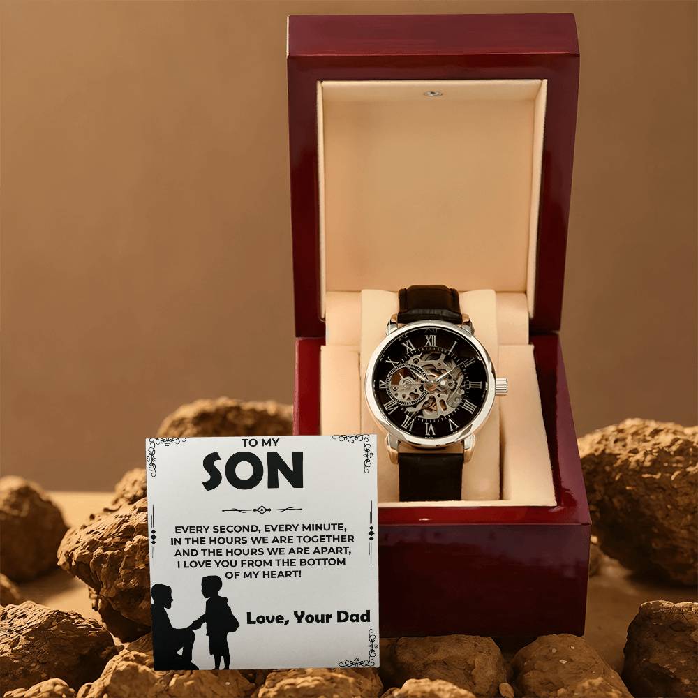 Dear Son | Openwork Watch Gift from Dad | Elegant Watch for Son
