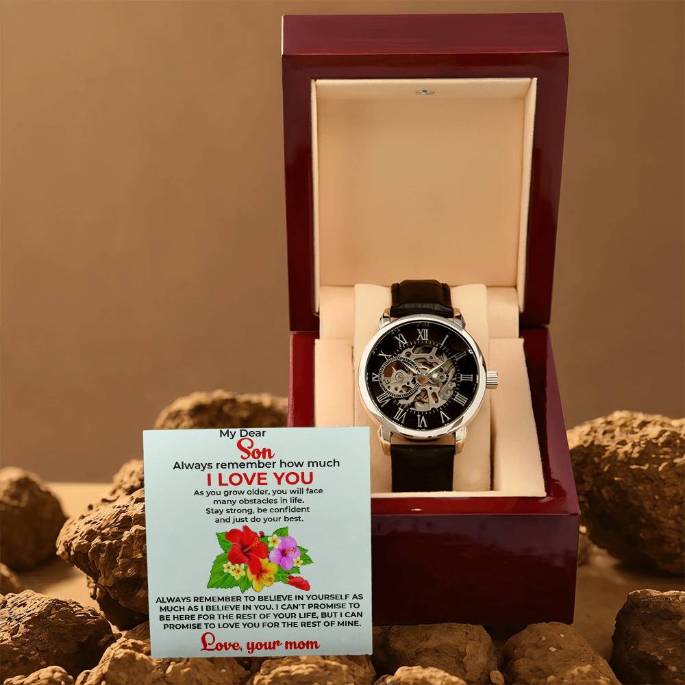 To My Beautiful Boy | Openwork Watch Gift from Mom | Luxury Watch for Son