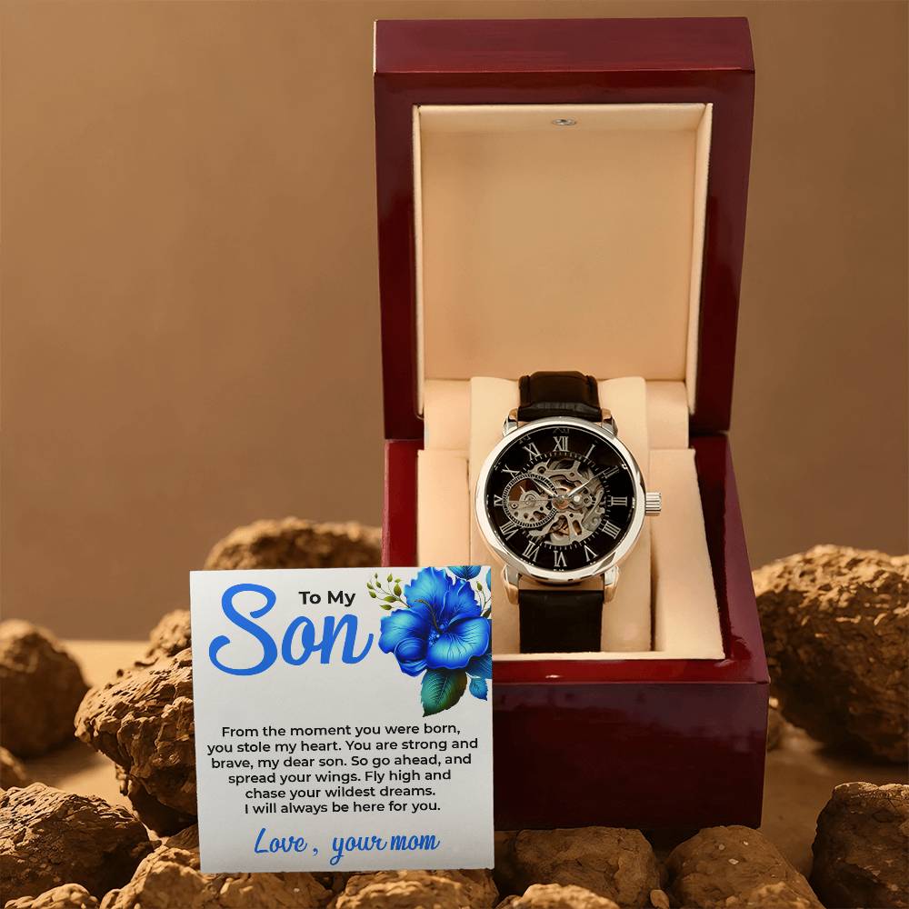 To My Dear Son | Openwork Watch Gift from Mom | Meaningful Watch Gift