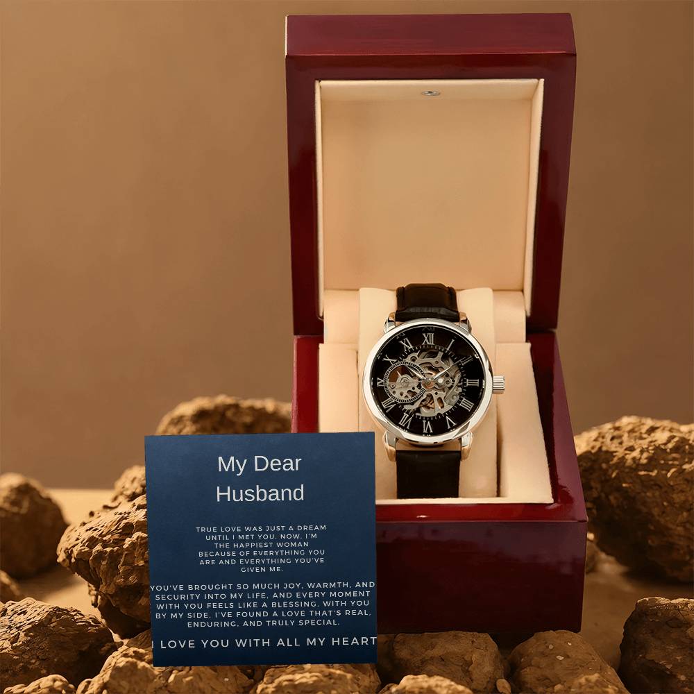 My Dear Husband Openwork Watch | Stylish Gift for Husband
