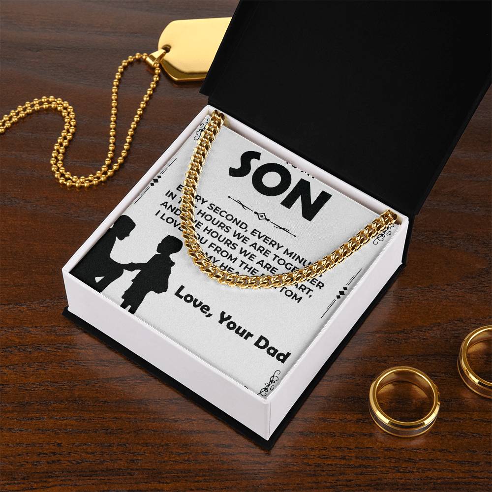 Dear Son | Cuban Link Chain Necklace Gift | Meaningful Jewelry from Dad to Son