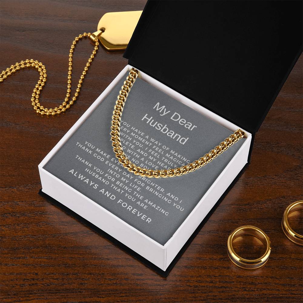 To My Husband | Modern Cuban Link Chain Necklace Gift for Him
