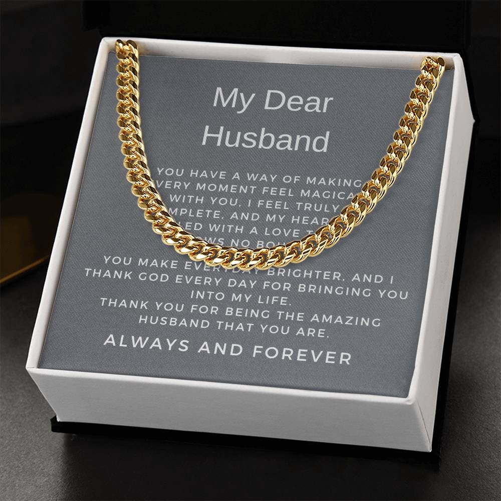 To My Husband | Modern Cuban Link Chain Necklace Gift for Him