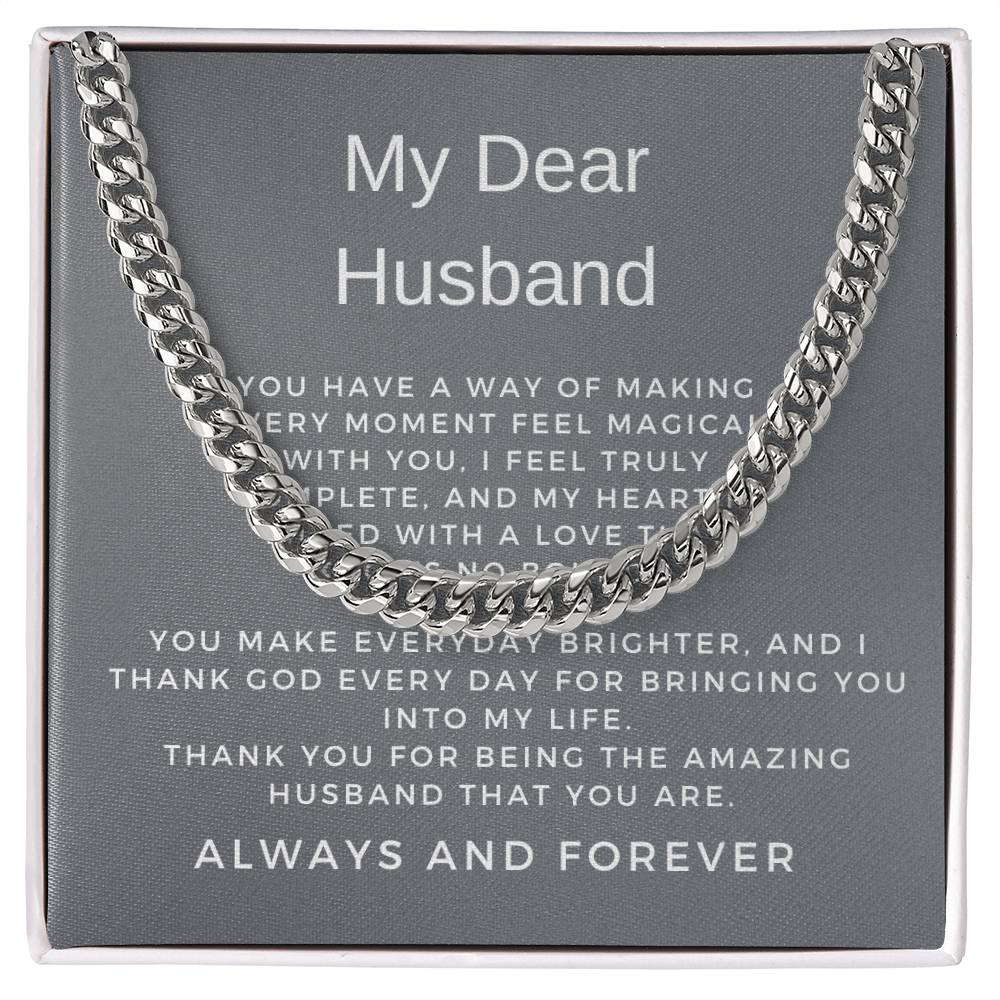 To My Husband | Modern Cuban Link Chain Necklace Gift for Him