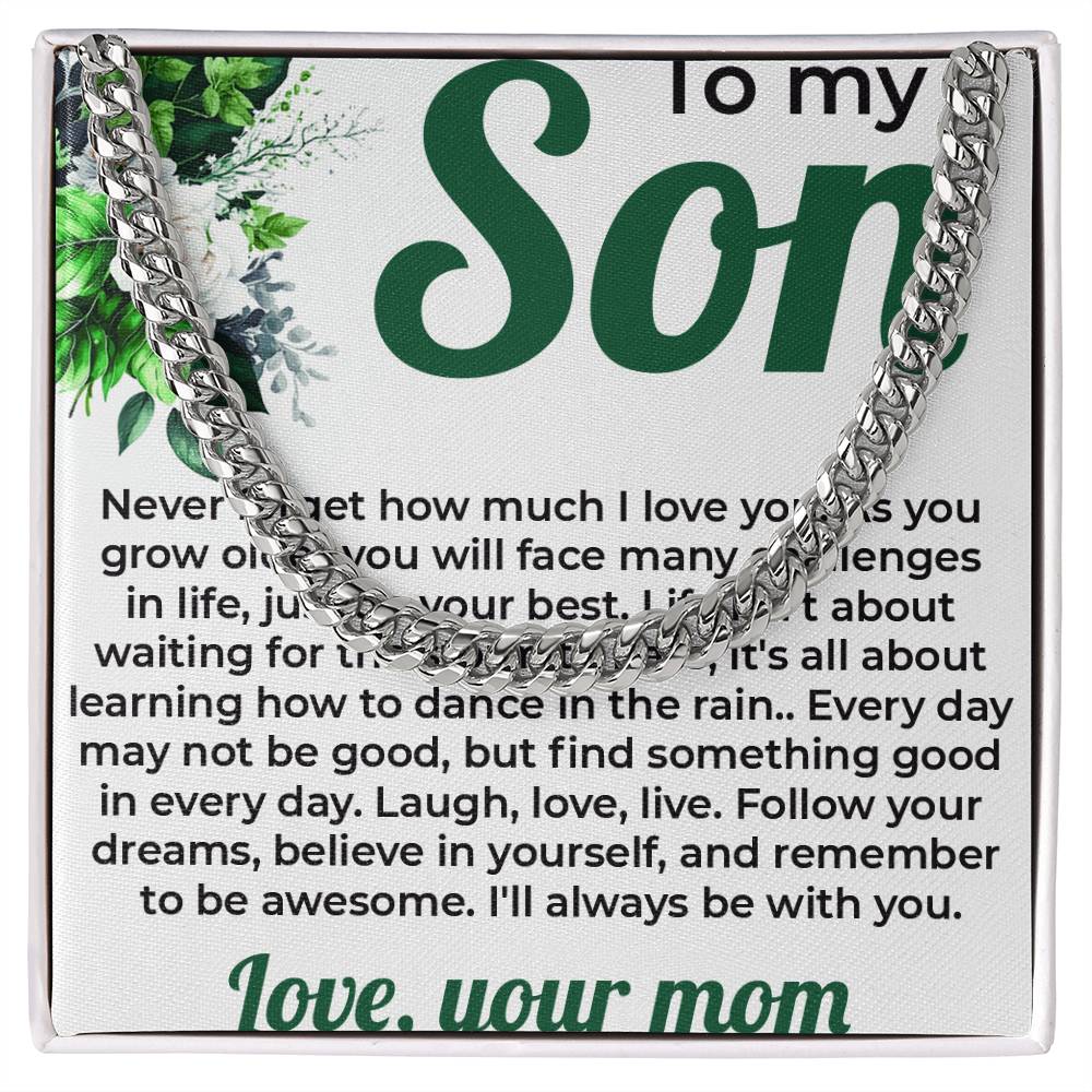 To My Lovely Boy | Cuban Link Chain from Mom to Son | Perfect Gift for Birthday or Graduation