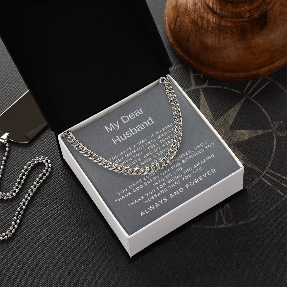 To My Husband | Modern Cuban Link Chain Necklace Gift for Him