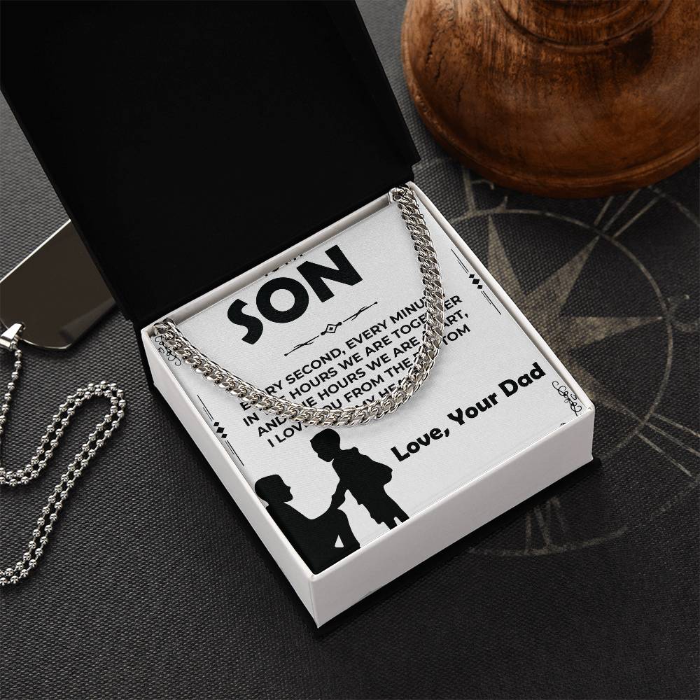 Dear Son | Cuban Link Chain Necklace Gift | Meaningful Jewelry from Dad to Son