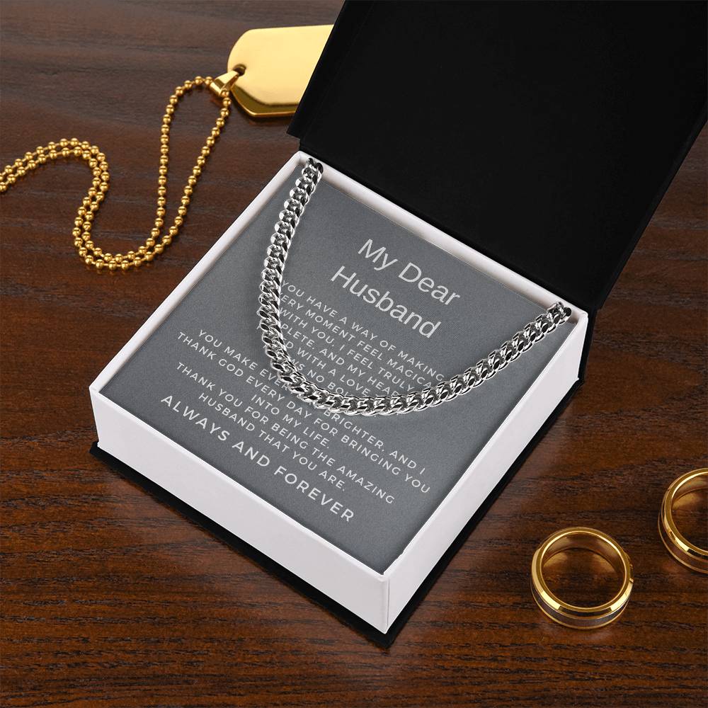 To My Husband | Modern Cuban Link Chain Necklace Gift for Him