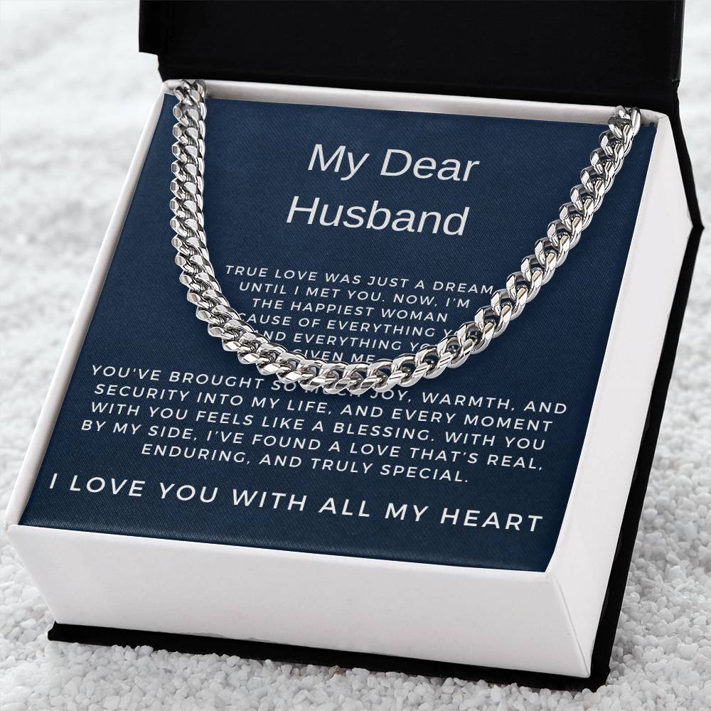 To My Dear Husband | Timeless Cuban Link Chain Necklace Gift for Him
