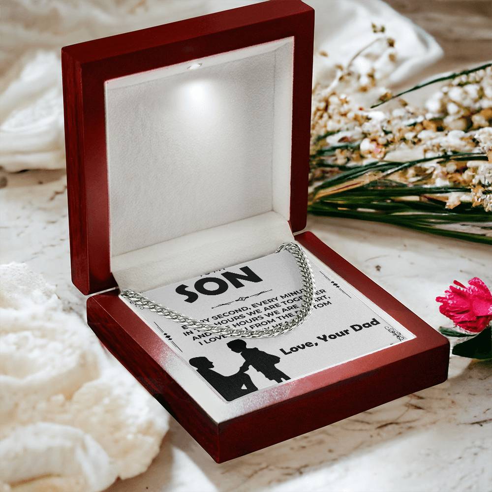 Dear Son | Cuban Link Chain Necklace Gift | Meaningful Jewelry from Dad to Son