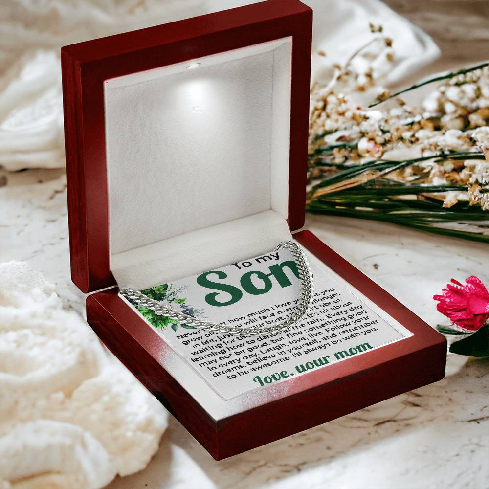 To My Lovely Boy | Cuban Link Chain from Mom to Son | Perfect Gift for Birthday or Graduation