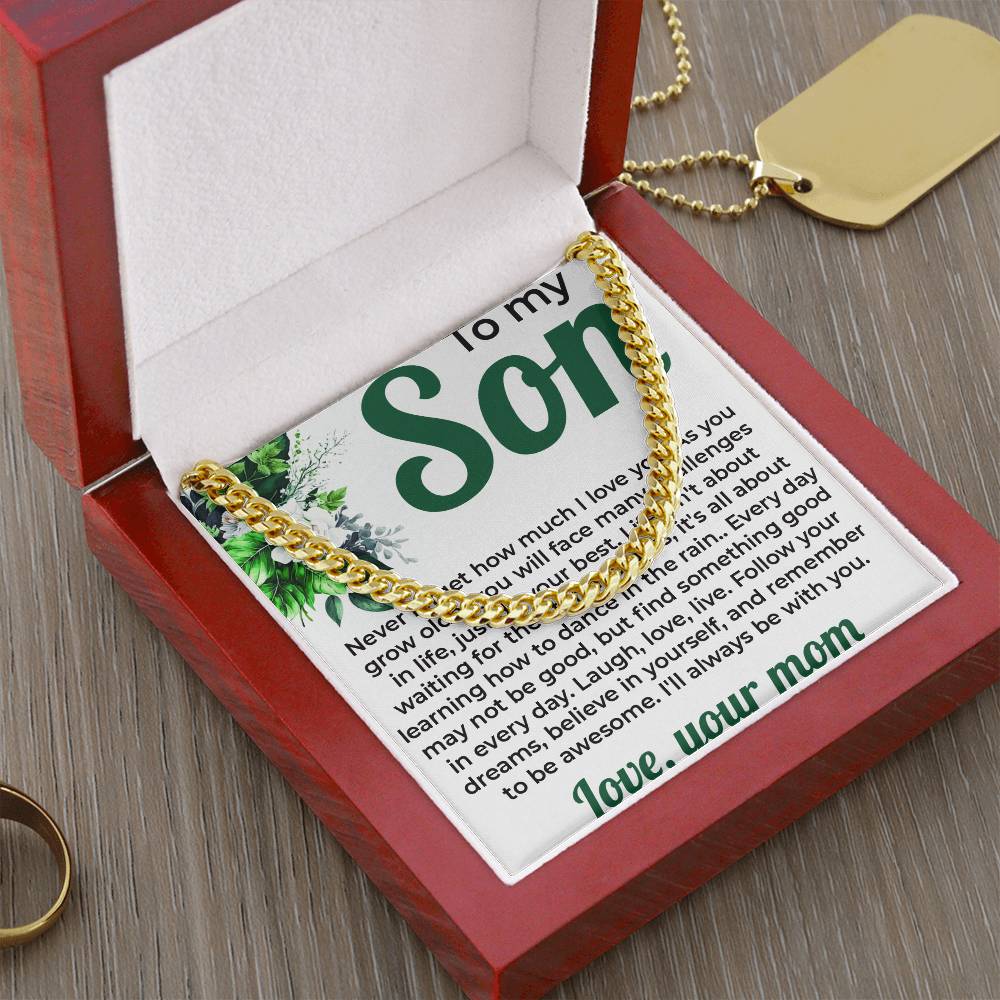 To My Lovely Boy | Cuban Link Chain from Mom to Son | Perfect Gift for Birthday or Graduation
