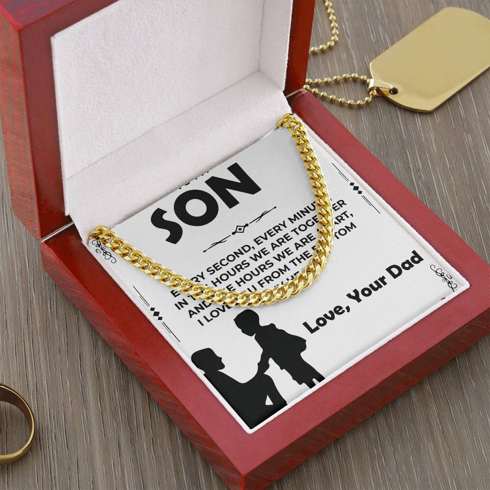 Dear Son | Cuban Link Chain Necklace Gift | Meaningful Jewelry from Dad to Son