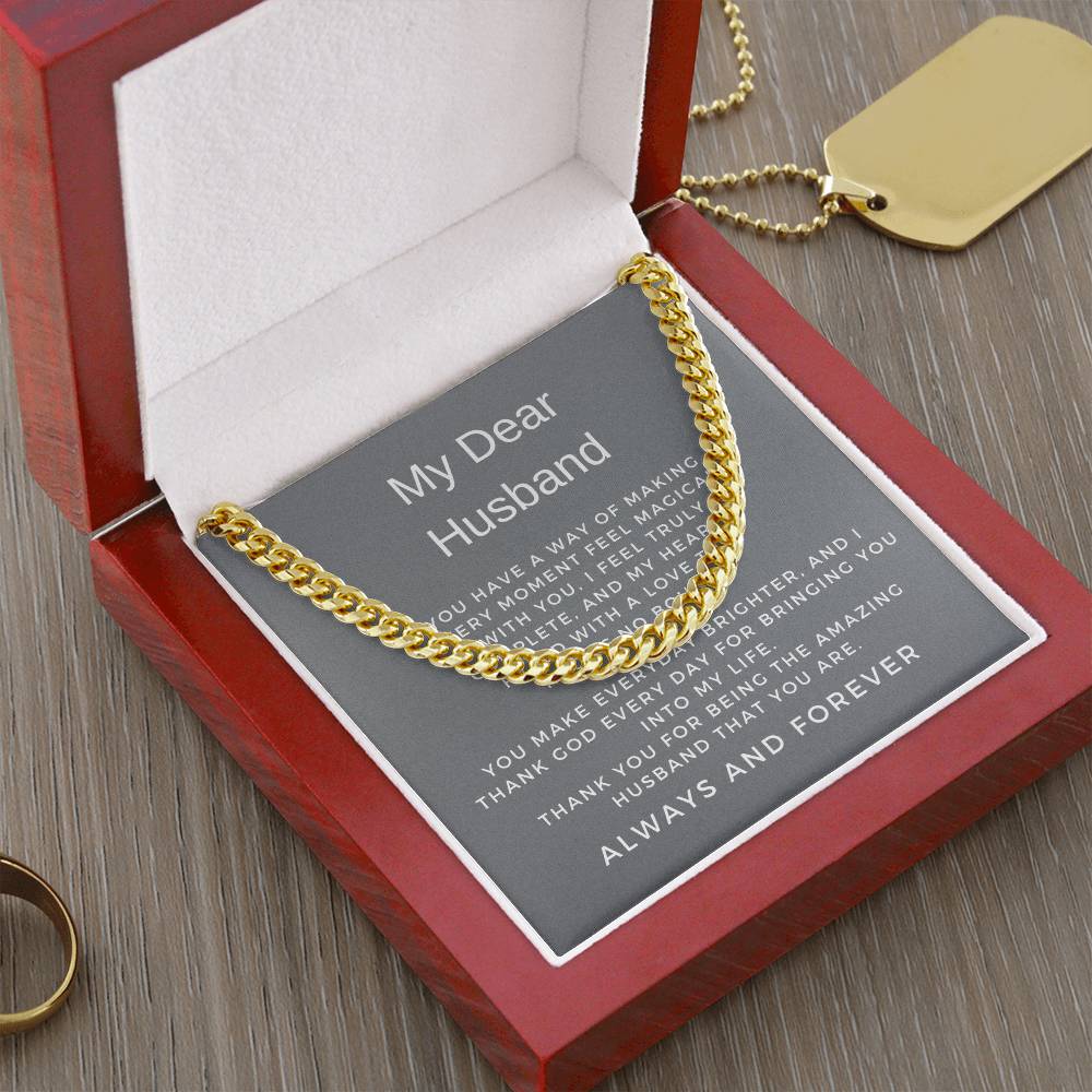 To My Husband | Modern Cuban Link Chain Necklace Gift for Him