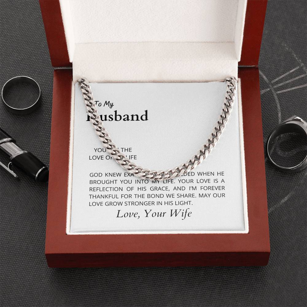 To My Husband, the Love of My Life | Classic Cuban Link Chain Necklace for Any Occasion