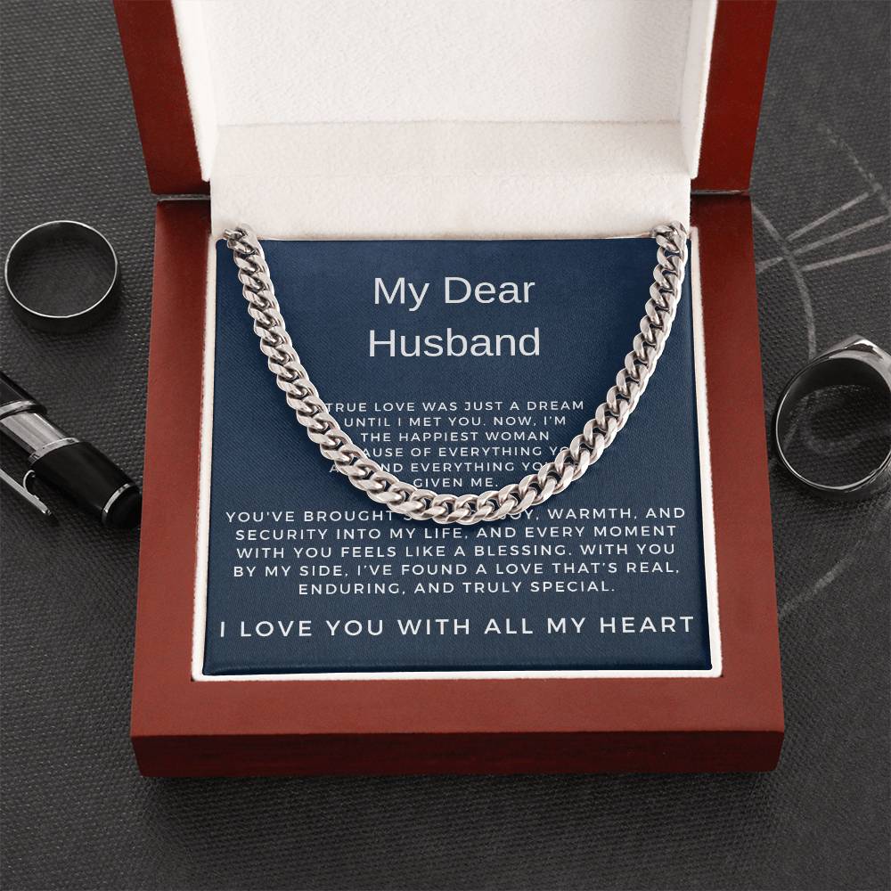 To My Dear Husband | Timeless Cuban Link Chain Necklace Gift for Him