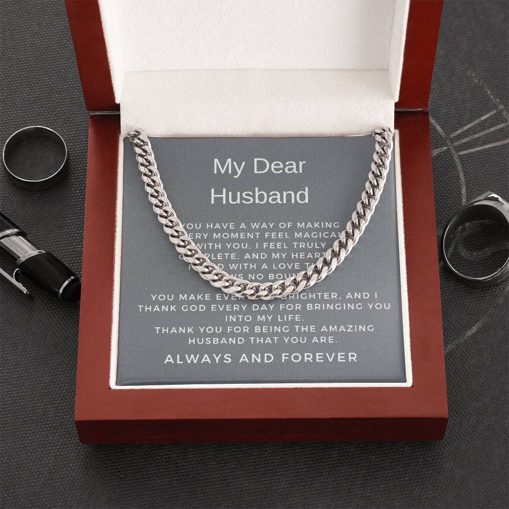 To My Husband | Modern Cuban Link Chain Necklace Gift for Him