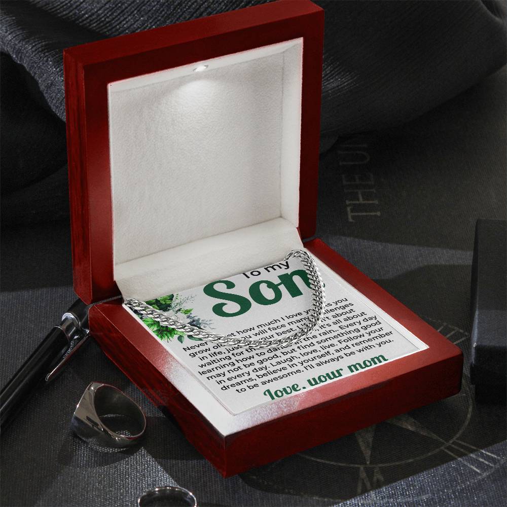 To My Lovely Boy | Cuban Link Chain from Mom to Son | Perfect Gift for Birthday or Graduation
