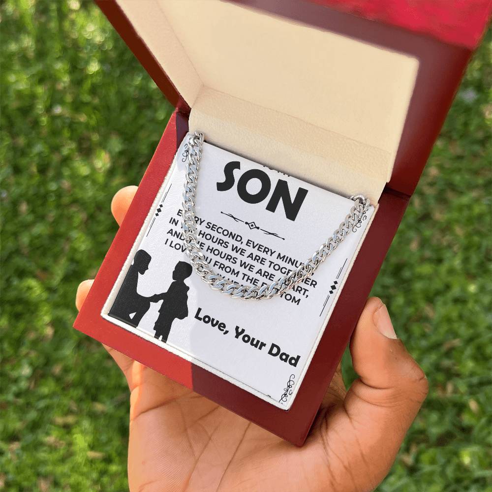 Dear Son | Cuban Link Chain Necklace Gift | Meaningful Jewelry from Dad to Son