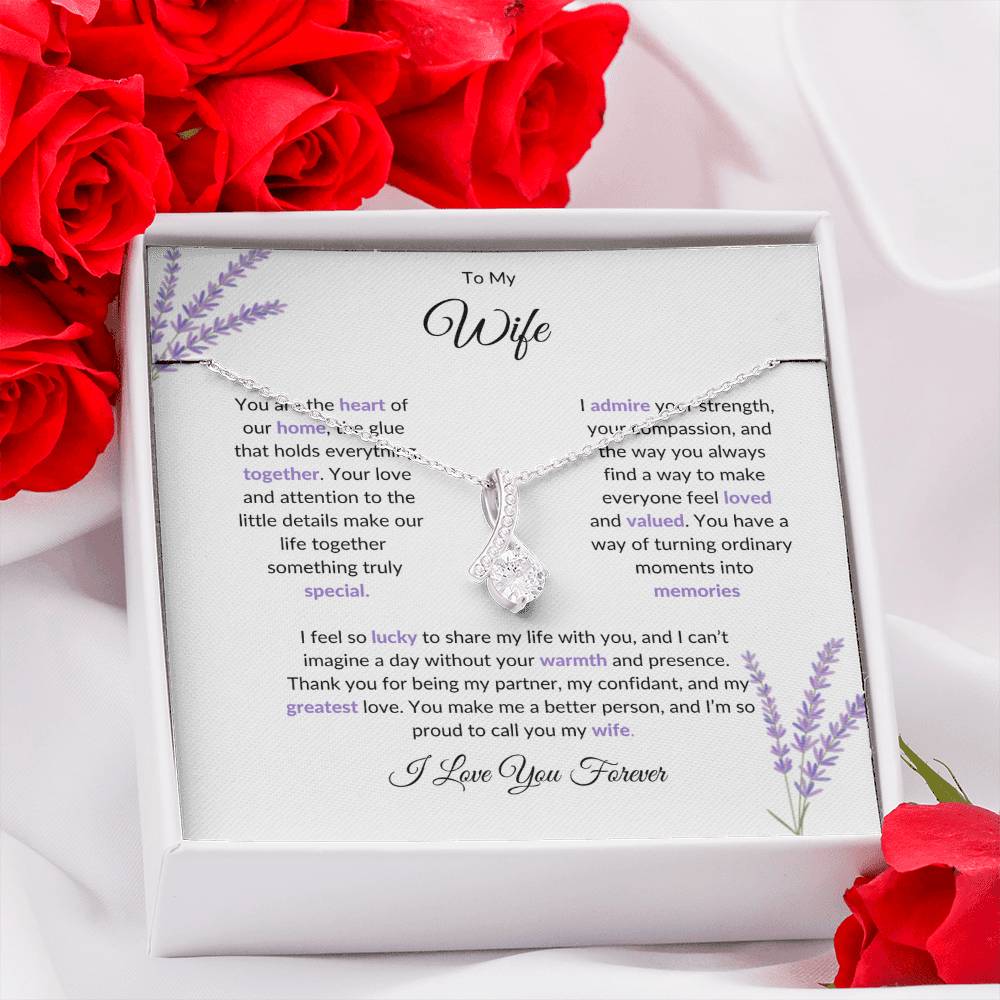 To My Wife, The Heart of Our Home | Graceful Alluring Beauty Necklace Gift for Wife