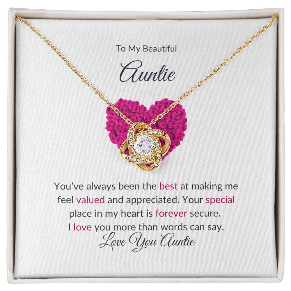 To My Beautiful Aunt Necklace – Elegant Love Knot Jewelry | Message Card For Expressing Love and Gratitude - SOUVMOUR