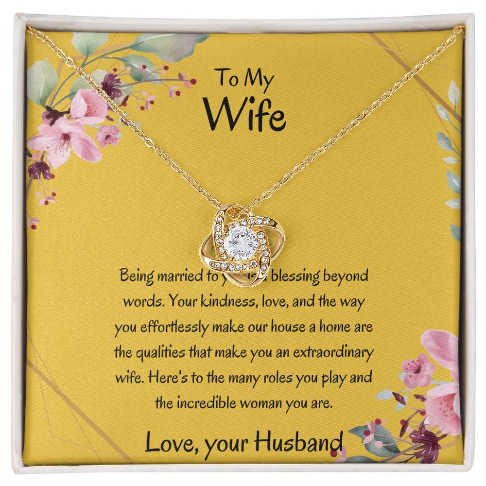 To My Wife, My Wonderful Partner - Love Knot Necklace Gift for Wife