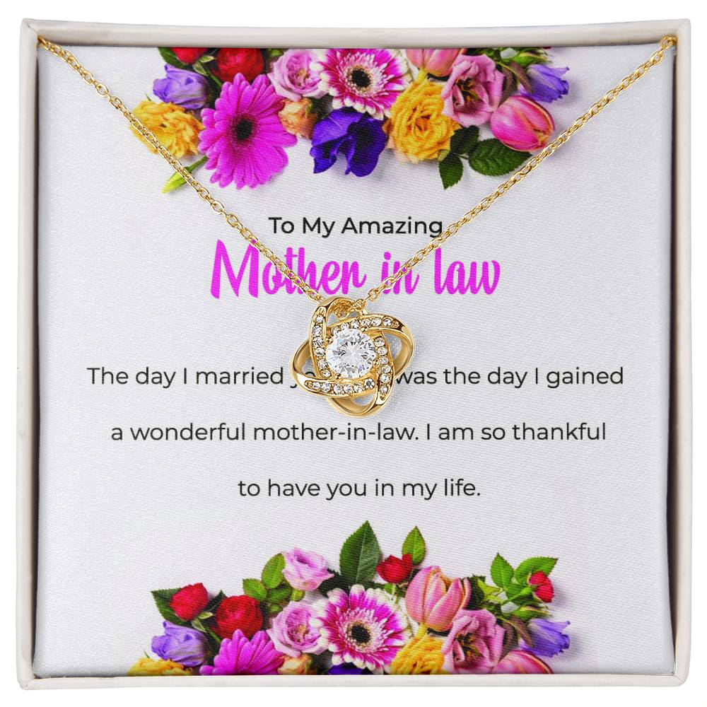 To My Amazing Mother-in-law, Love Knot Necklace with Heartfelt Sentiments | Mother-in-law Gift