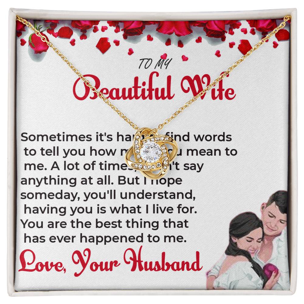 To My Beautiful Wife - Stunning Love Knot Necklace Gift for Wife