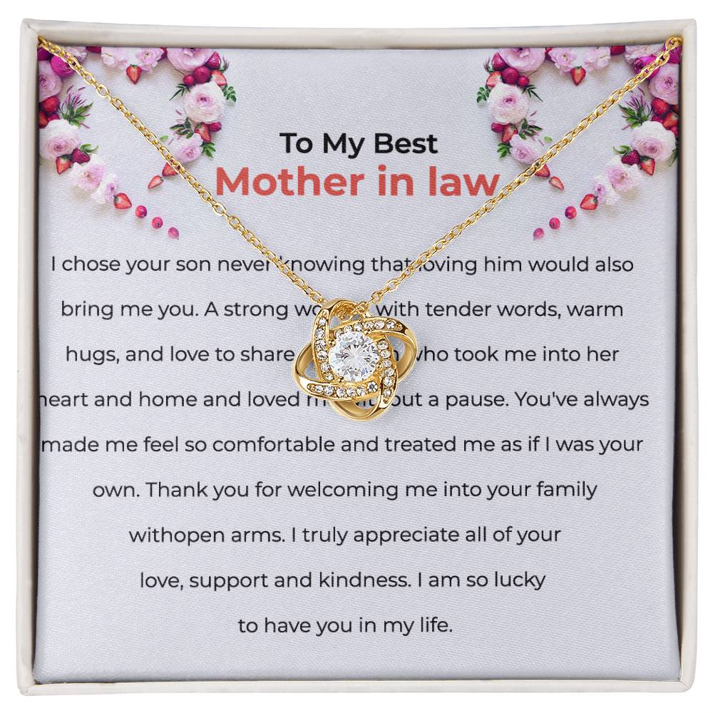 For The Best Mother-in-law, Love Knot Necklace with Heartfelt Message | Mother-in-law Gift