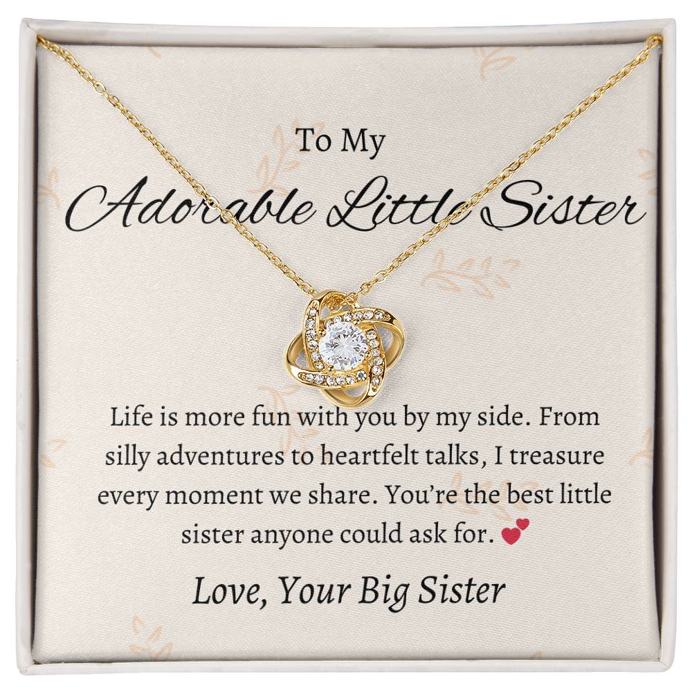 To My Sweet Adorable Little Sister – Love Knot Necklace | Heartfelt Gift For Sister