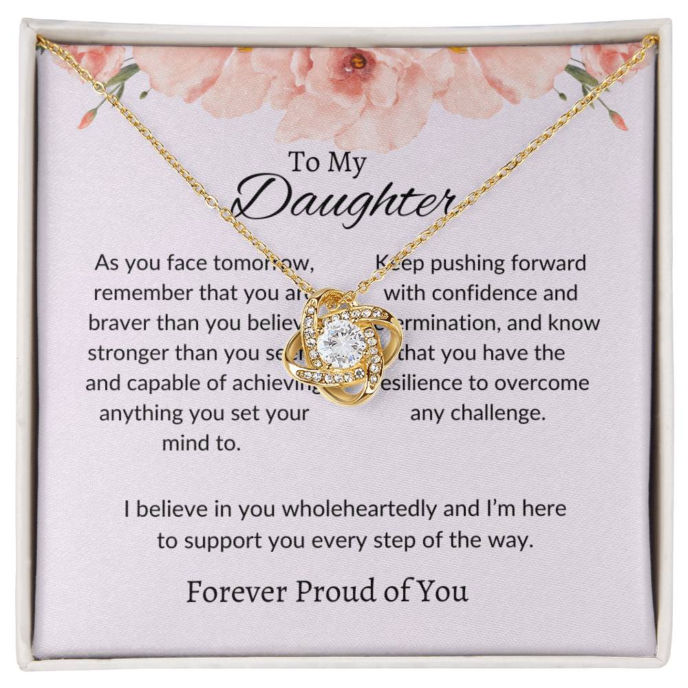 To My Daughter - Love Knot Necklace Heartfelt Unbreakable Bond Gift