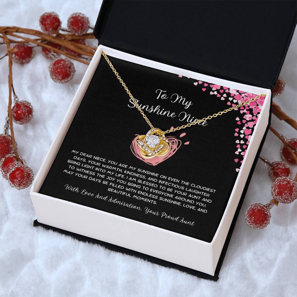 To My Sunshine Niece - From Aunt to Niece Love Knot Necklace - SOUVMOUR