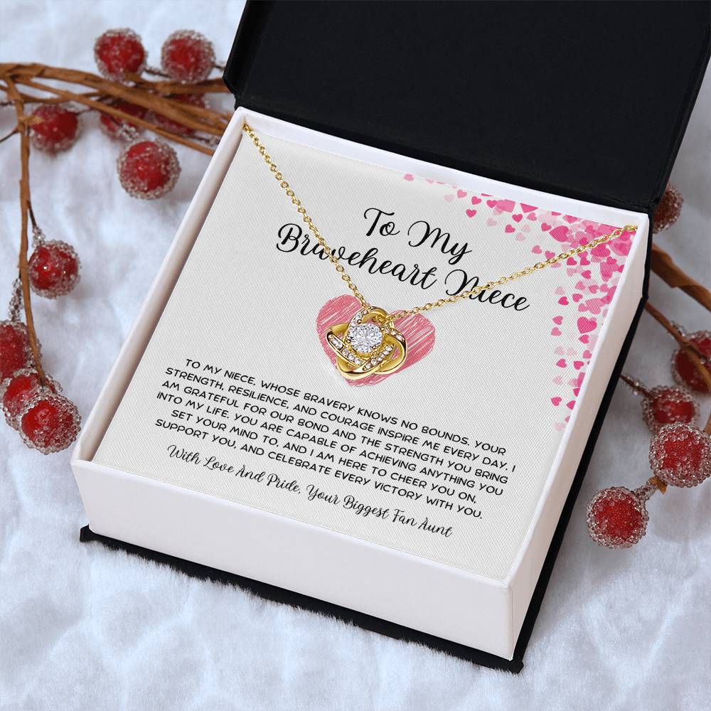 To My Braveheart Niece - From Aunt to Niece Love Knot Necklace - SOUVMOUR