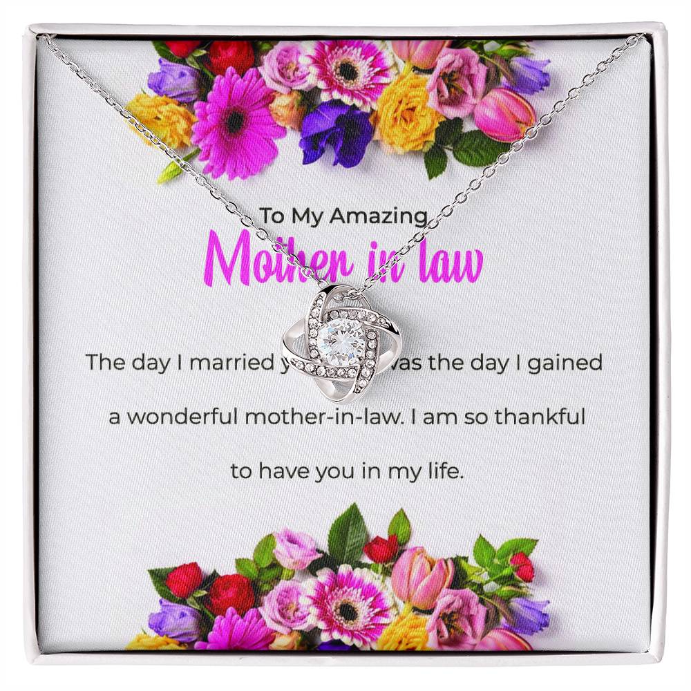 To My Amazing Mother-in-law, Love Knot Necklace with Heartfelt Sentiments | Mother-in-law Gift