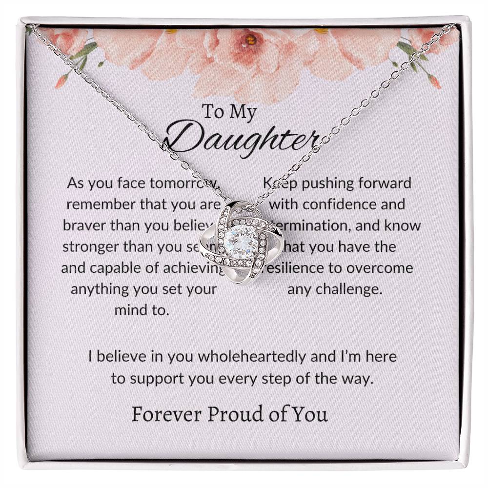 To My Daughter - Love Knot Necklace Heartfelt Unbreakable Bond Gift