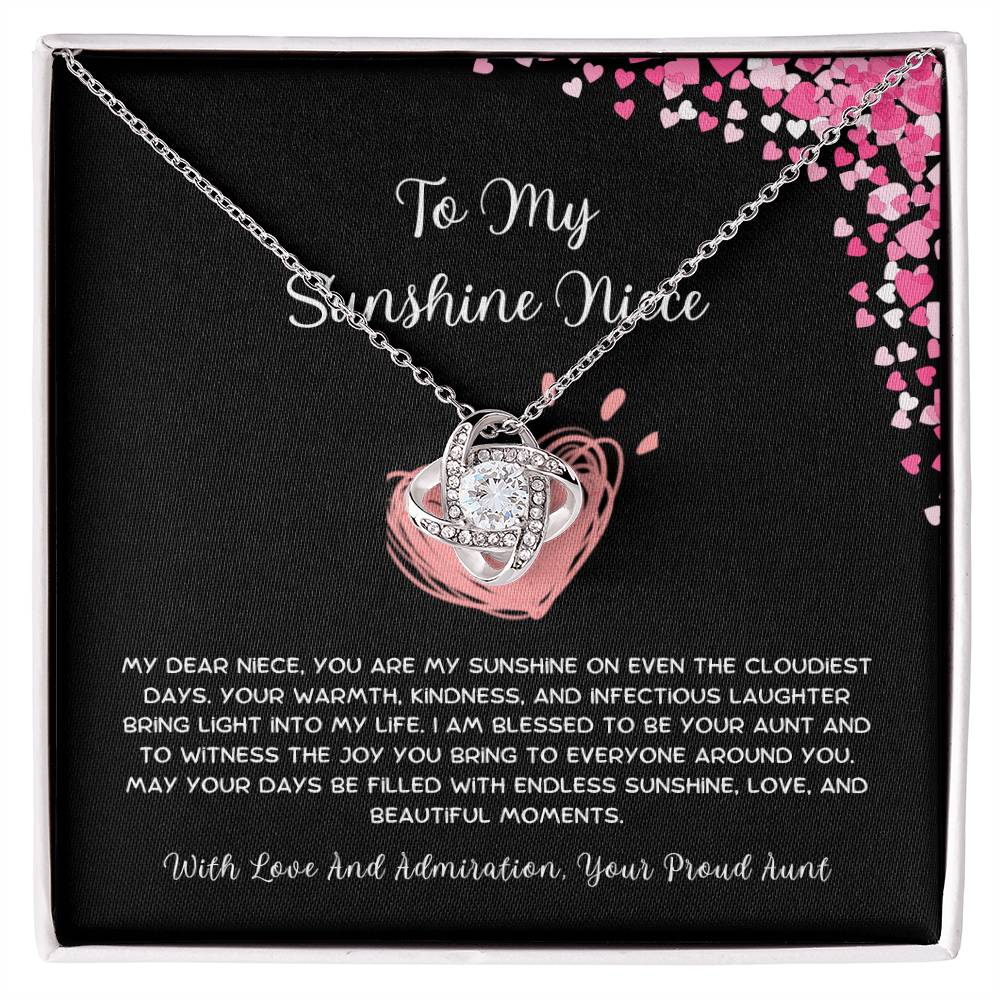 To My Sunshine Niece - From Aunt to Niece Love Knot Necklace - SOUVMOUR