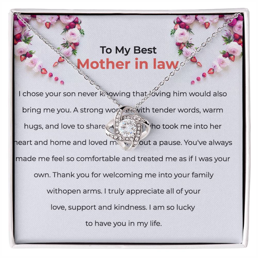 For The Best Mother-in-law, Love Knot Necklace with Heartfelt Message | Mother-in-law Gift