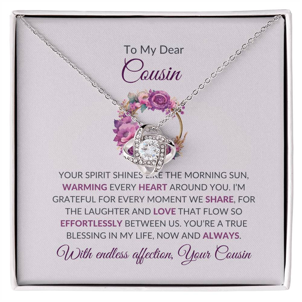 Cousin Necklace | To My Dear Cousin - Love Knot Necklace | Cousin Friendship Necklace