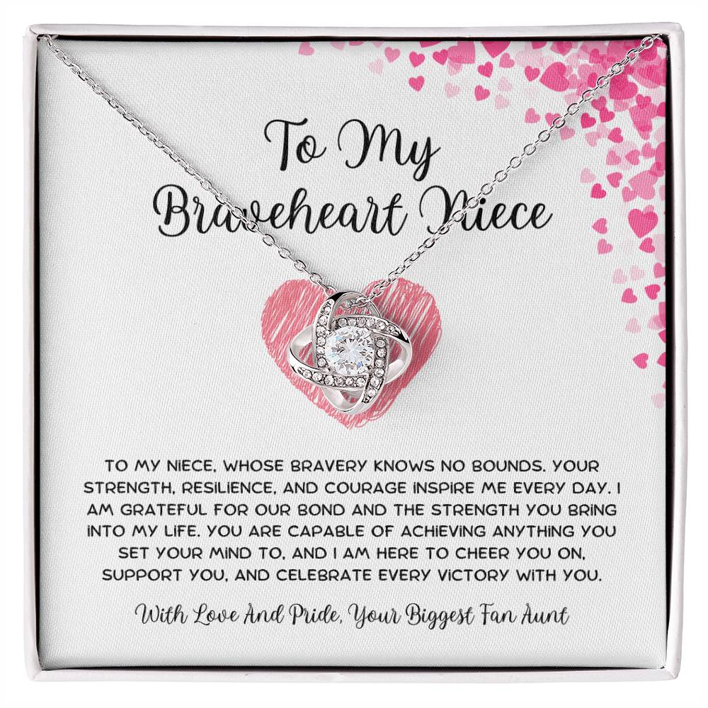 To My Braveheart Niece - From Aunt to Niece Love Knot Necklace - SOUVMOUR