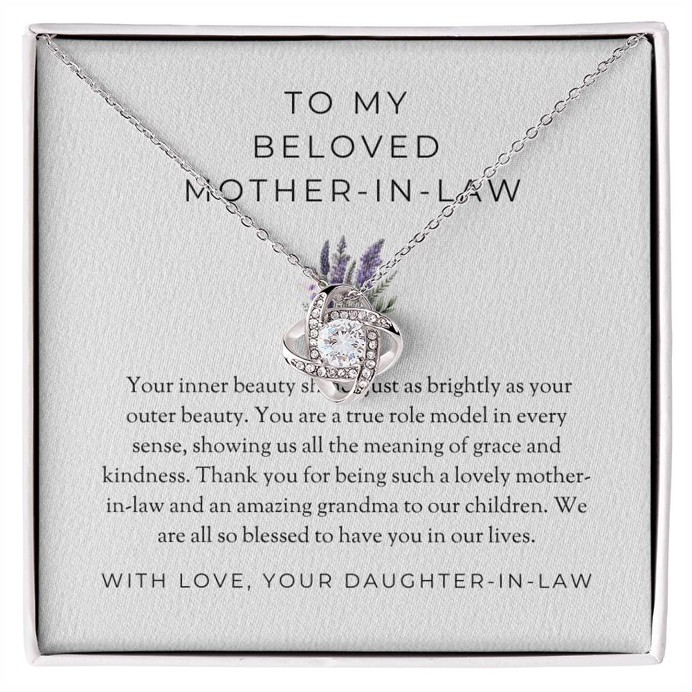 To My Beloved Mother-in-law, Love Knot Necklace with Heartfelt Message | Mother-in-law Gift