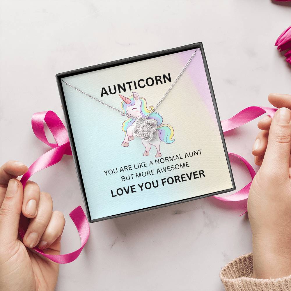 To My Aunticorn – Fun Love Knot Necklace | Unique Jewelry For Showing Love and Appreciation - SOUVMOUR