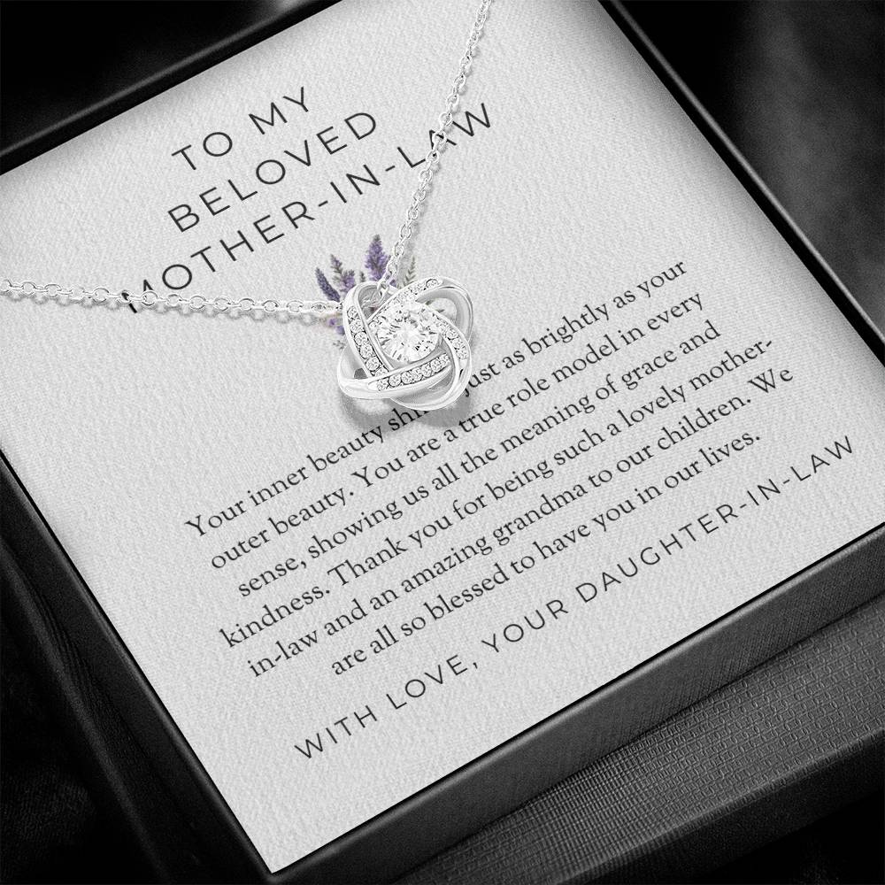 To My Beloved Mother-in-law, Love Knot Necklace with Heartfelt Message | Mother-in-law Gift