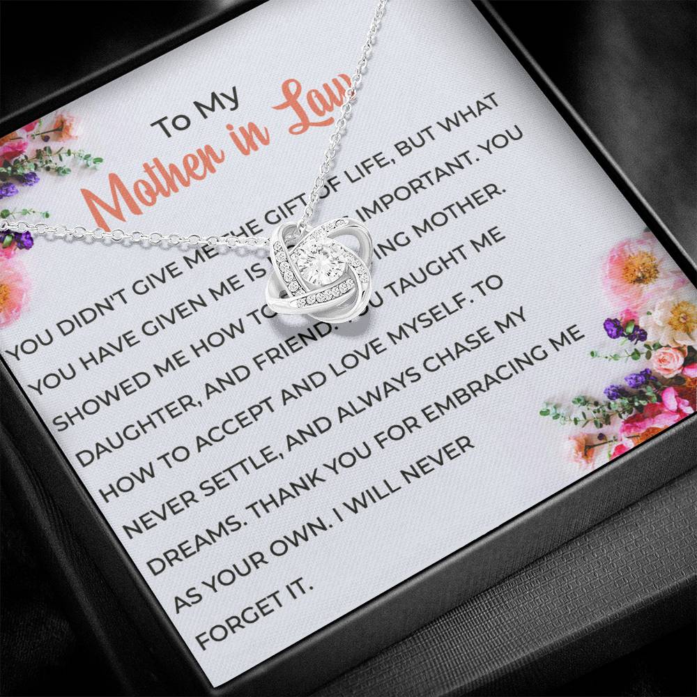To My Cherished Mother-in-law, Love Knot Necklace with a Heartfelt Message | Mother-in-law Gift
