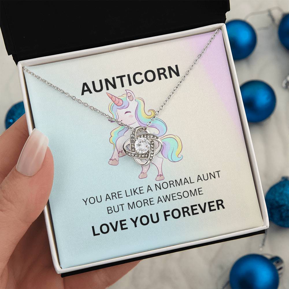 To My Aunticorn – Fun Love Knot Necklace | Unique Jewelry For Showing Love and Appreciation - SOUVMOUR