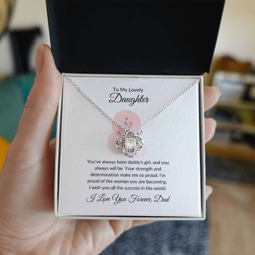 To My Lovely Daughter - Love Knot Necklace | Perfect Gift For Infinite Love and Connection